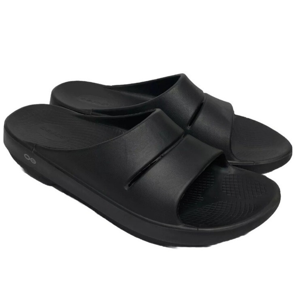 Oofos Ooahh Black Slide Recovery‎ Comfort Sports Sandals Men's 12 Women's 14 EUC